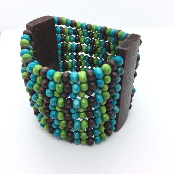 Jewelry - Wood Bead Wide Bracelet